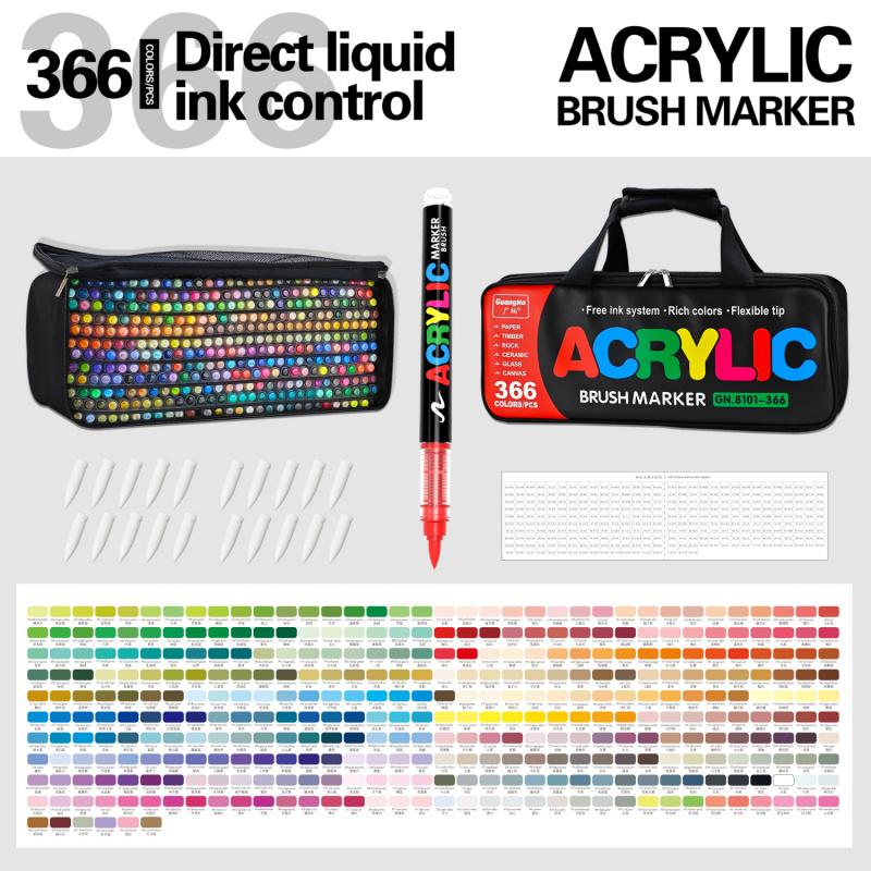 Acrylic Paint Markers Set,Soft Brush Tip,Direct-Liquid Ink System, Paint Markers for Rock Painting, Fabric, Wood, Canvas, Plastic, Permanent,Washable,Quick-Drying,Waterproof, Coloring Graffiti Pen