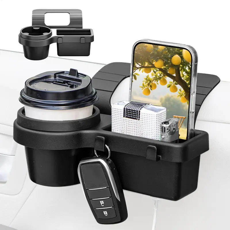 Car door cup holder organizer installed inside vehicle