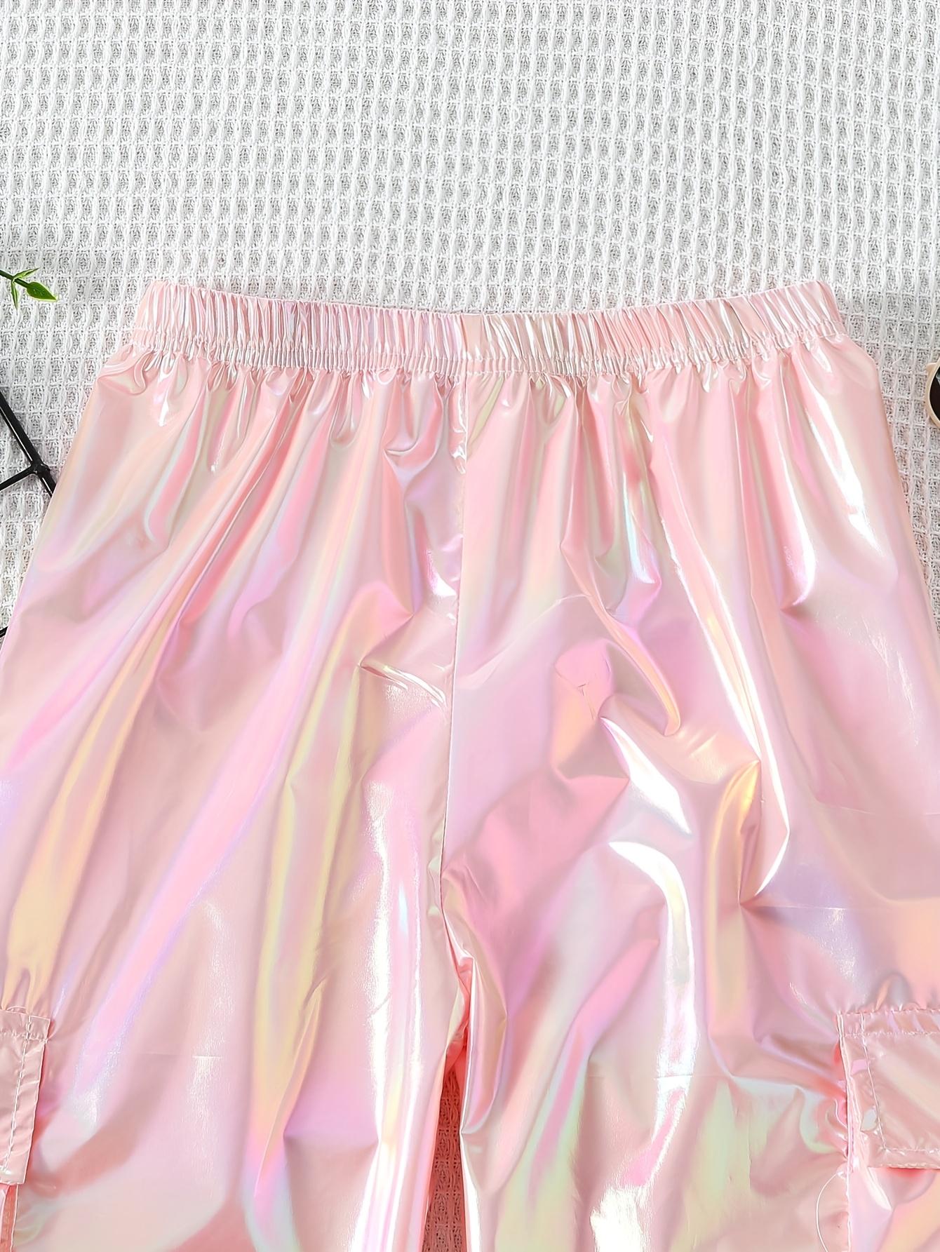 Girls' Fashionable and Unique Cool Holographic Flap Pocket Pants
