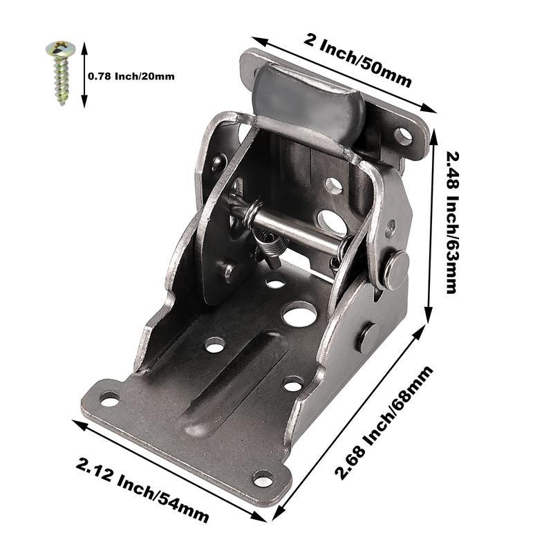 8 Pack Foldable Self Lock Hinges with Mounting Screws, Rigid Folding Brackets Table Leg Support Bracket for Folding Table Leg Bed Feet, Folding Shelf Brackets, Folding Table Bracket, Black, Stainless Steel Bracket