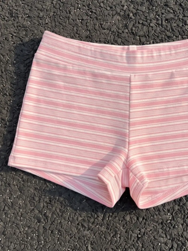 Brown & White Striped Off-Shoulder Crop Top & Shorts Set 2026 Trending Chic Y2K Spice Girl Outfit, Stretchy Fabric, Perfect for Festival & Beach Style, Two Piece Outfit