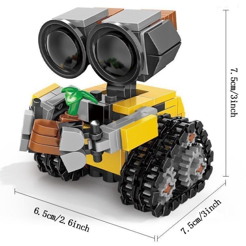 2-Pack New Edition Cute Mini Robot Building Blocks 3D Model Kit, Healing Adorable Toy Decor for Desk, Birthday Gift Idea