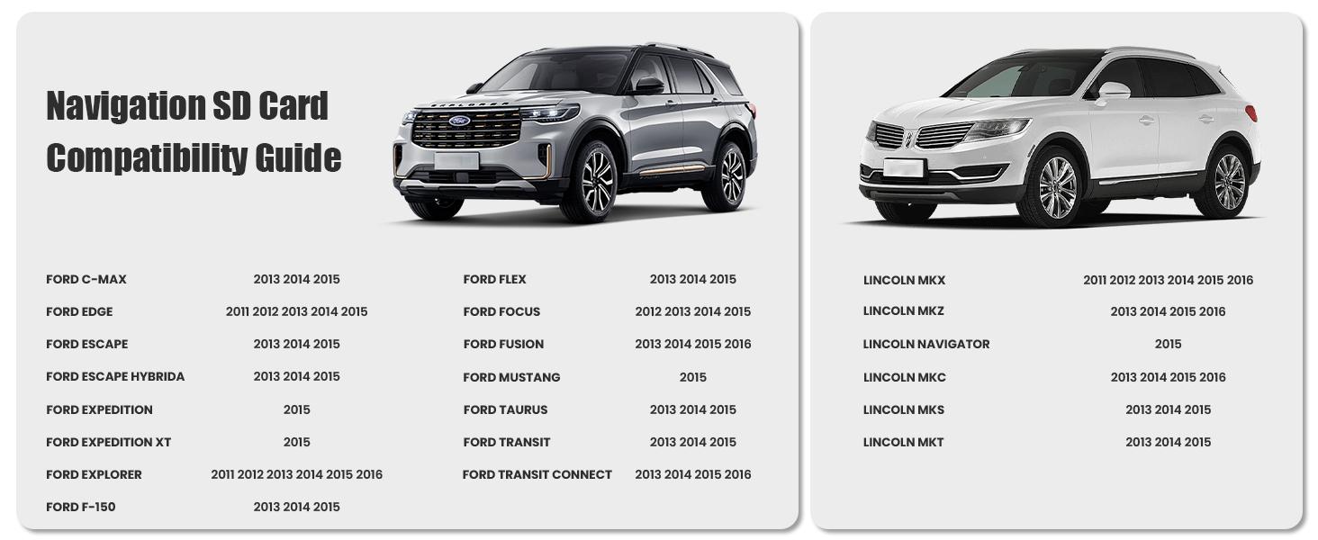 2025 Latest A15 Navigation SD Card Map Accessory for Ford Lincoln, F-150 Explorer Fusion Expedition Escape Edge MKC MKZ MKX Sync 2 Navigation SD Card Accessories Update USA/Canada Maps, GM5T-19H449-AJ