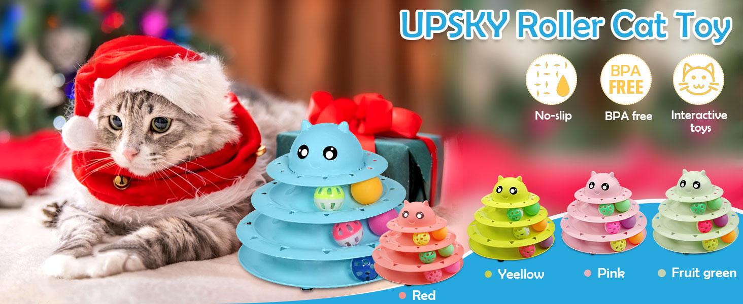 Cat Toy Roller 3-Level Turntable Cat Toys Balls with Six Colorful Balls Interactive Kitten Fun Mental Physical Exercise Puzzle Kitten Toys