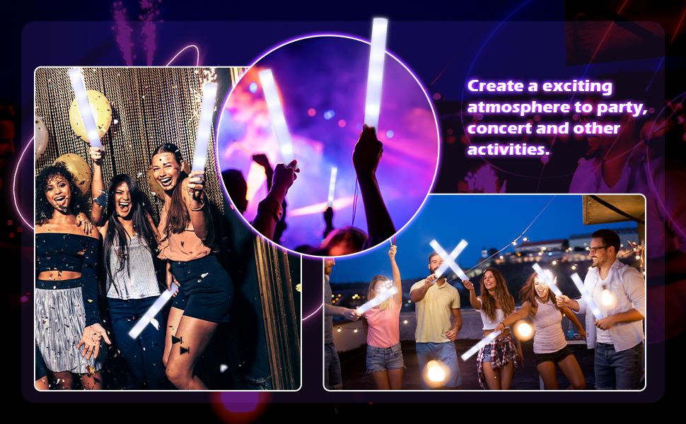 MICRENCY LED Foam Light-Up Wand - White Glow Party Accessories, Bonfire & Anniversary Event Lighting, Birthday Home Supply Gift