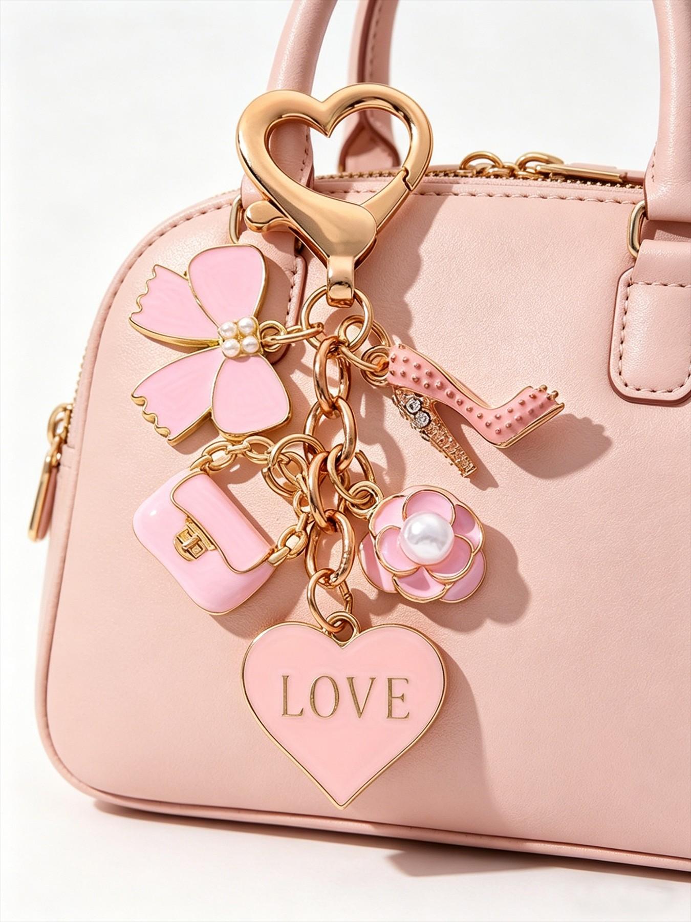 Bag Cosmetic Heart Oil Drop Keychain, Cute Plain Style, All Seasons Decoration, Perfect Holiday Gift, Fashion Accessory