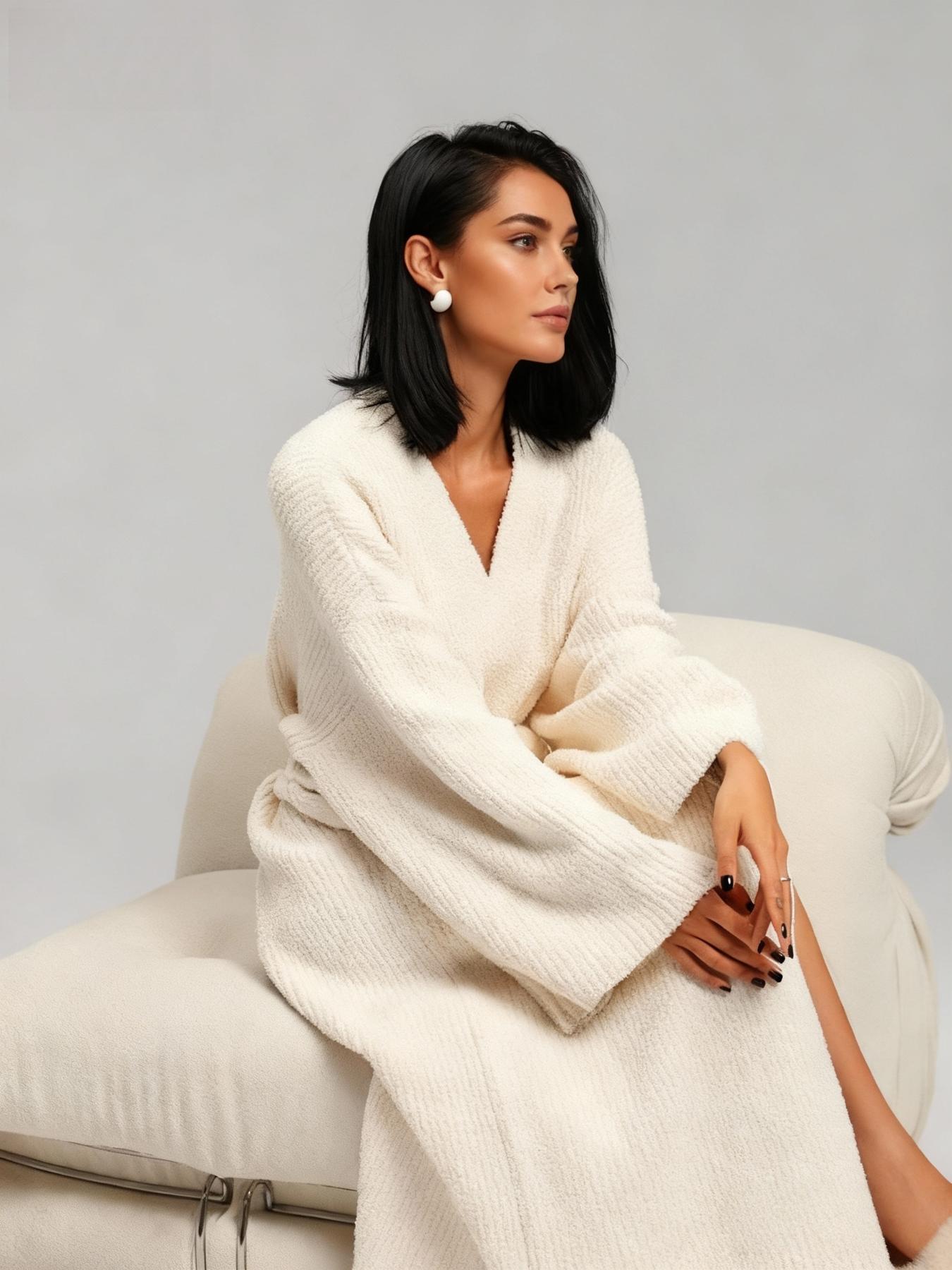 【COZY Soft Plush Feel】Women's Double-Sided Fleece Robe｜Thickened Long Plush Casual Loungewear｜Warm Flannel Pajamas Nightwear for Fall & Winter｜Soft, Cozy, and Wearable Indoors & Outdoors