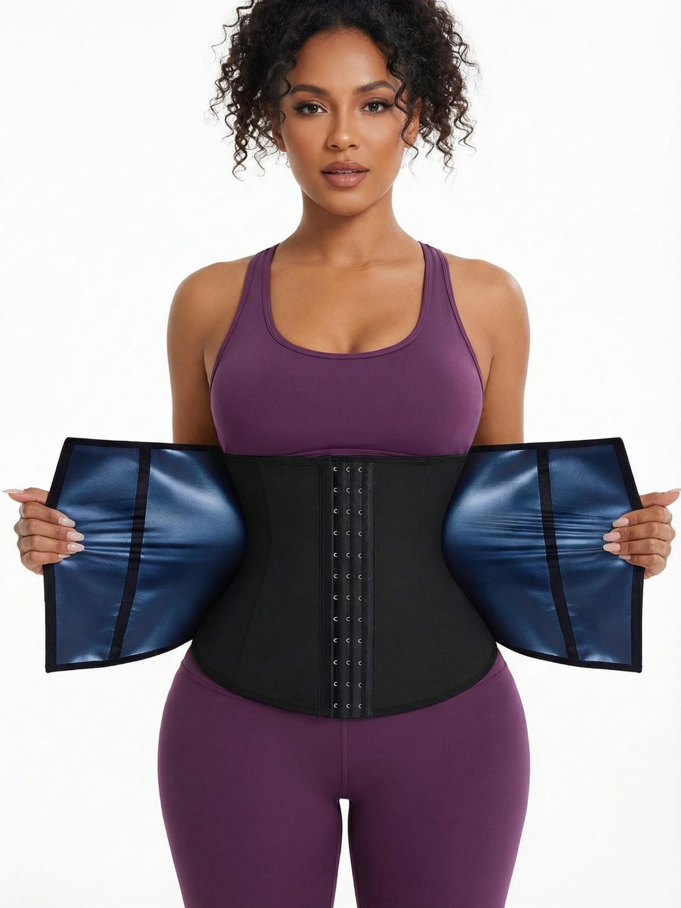 Women's Coated Waist Cincher Shapewear Belt with 4 Steel Bones Support, Zipper Closure, Dual Layer Abdominal Shaper, All Seasons
