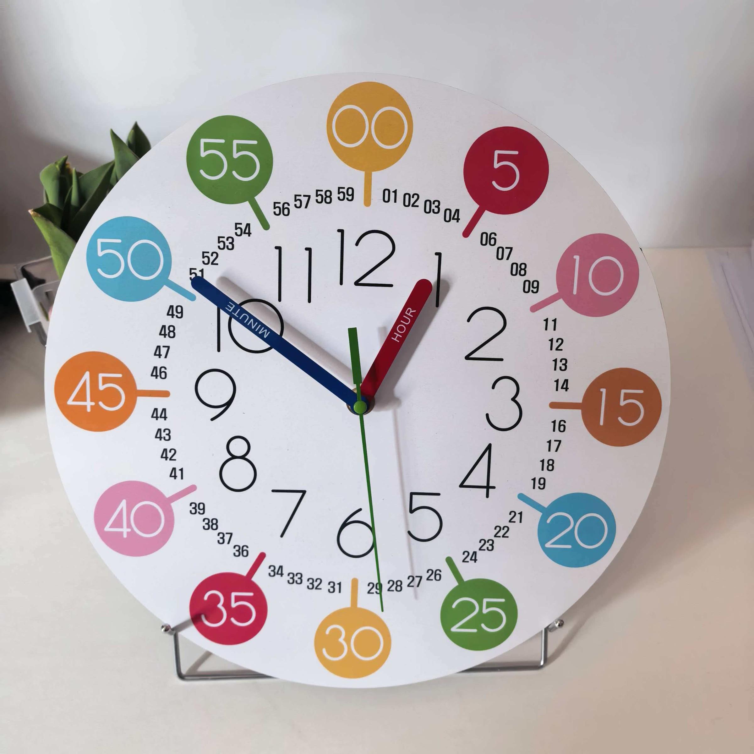 Digital Cognitive Wall Clock, Multicolor Number Disk Design, Ideal Home Office Decor, Educational Time Clock for Classroom Family Office Use