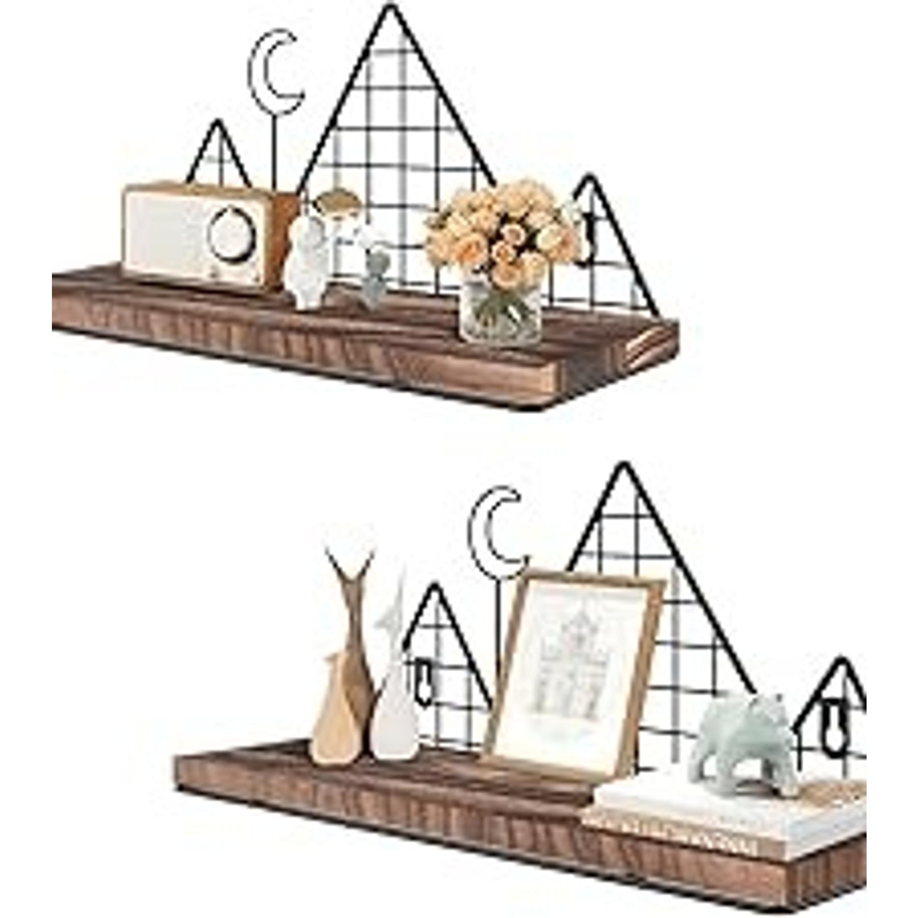 Rustic Brown and Black Wooden Floating Wall Shelves Set - 3-Tier Hanging Storage Racks for Bathroom, Bedroom, Easy Installation, Home Organizer Decor, Rustic Look Rustic Brown and Black Wooden Floating Wall Shelves Set - 3-Tier Hanging Storage Racks for Bathroom, Bedroom, Easy Installation, Home Organizer Decor, Rustic Look