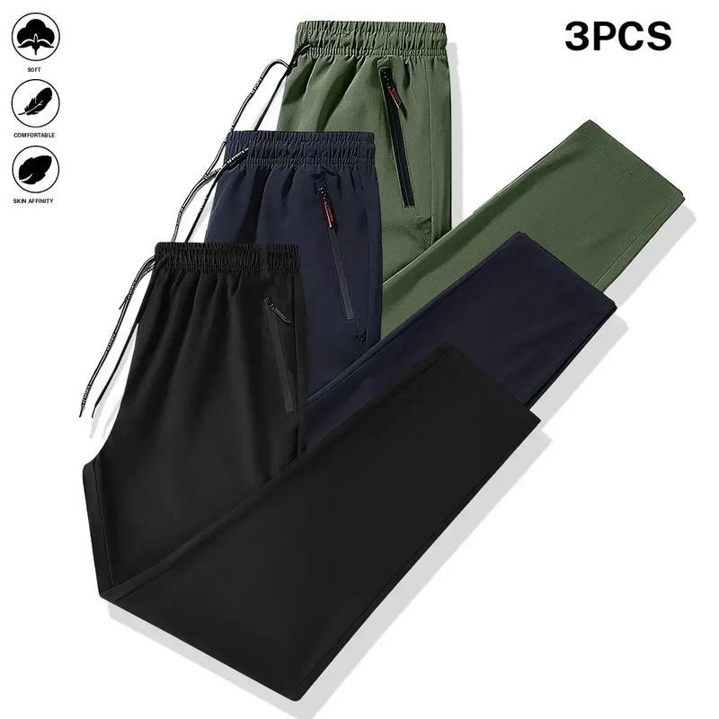 Men's Lightweight Joggers with Zippered Pockets and Adjustable Waistband Full Season Gym Training Casual Pants, Regular Fit Solid Color, Suitable for Sports, Outdoor, and Casual Wear, Exercise Leggings, Sporty Casual Wear, Trendy Sports Wear, Durable Sp