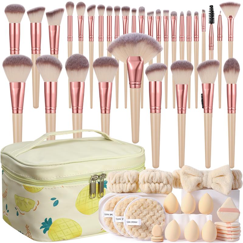 Professional Makeup Tool Set, 54pcs/set Cosmetic Brush & Sponge & Puff & Headband & Brush Cleaning Bowl Set, Multi-use Facial Makeup & Cleaning Accessories for Daily Use, Makeup Brush Kit, Face Brush Set
