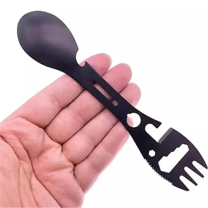 10-In-1 Multifunctional Outdoor Camping Survival Fork and Spoon Kitchen Wrench Bottle Opener Spoon 10-in-1 Camping