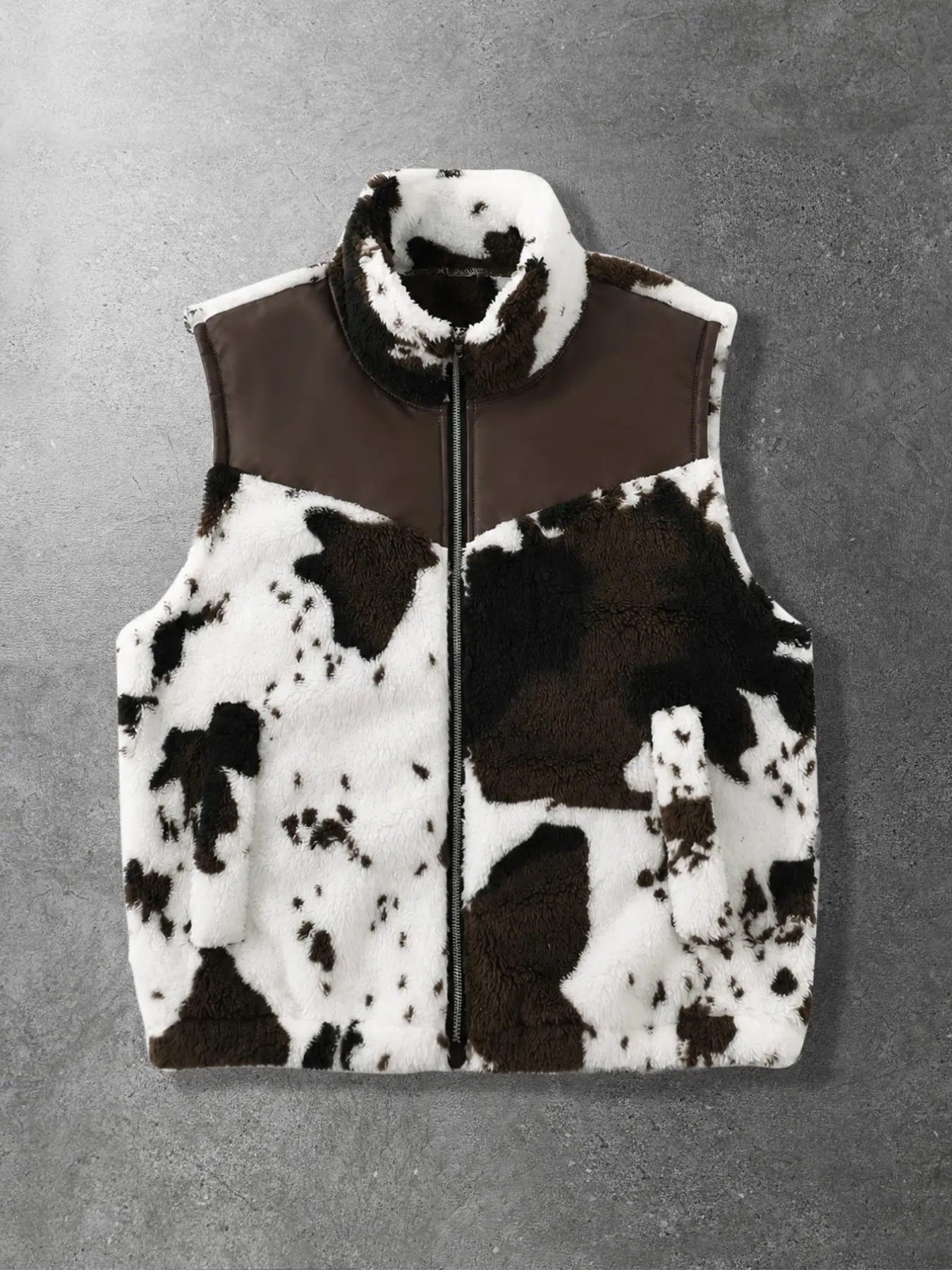 Men's Plush Fabric Patchwork Loose Fit Vest, Comfortable and Stylish Outerwear, Perfect for Casual Wear, Warm and Cozy Design