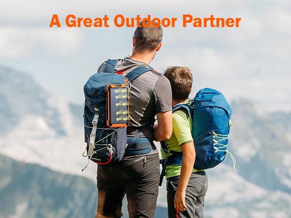 GOODaaa W22 36000mAh Solar Power Bank Wireless Charger Built in 4 Cables 6 Outputs 15W Fast Charging Power Bank for All Mobile Devices 3 Inputs Solar Portable Charger with Dual Flashlights, Carabiner