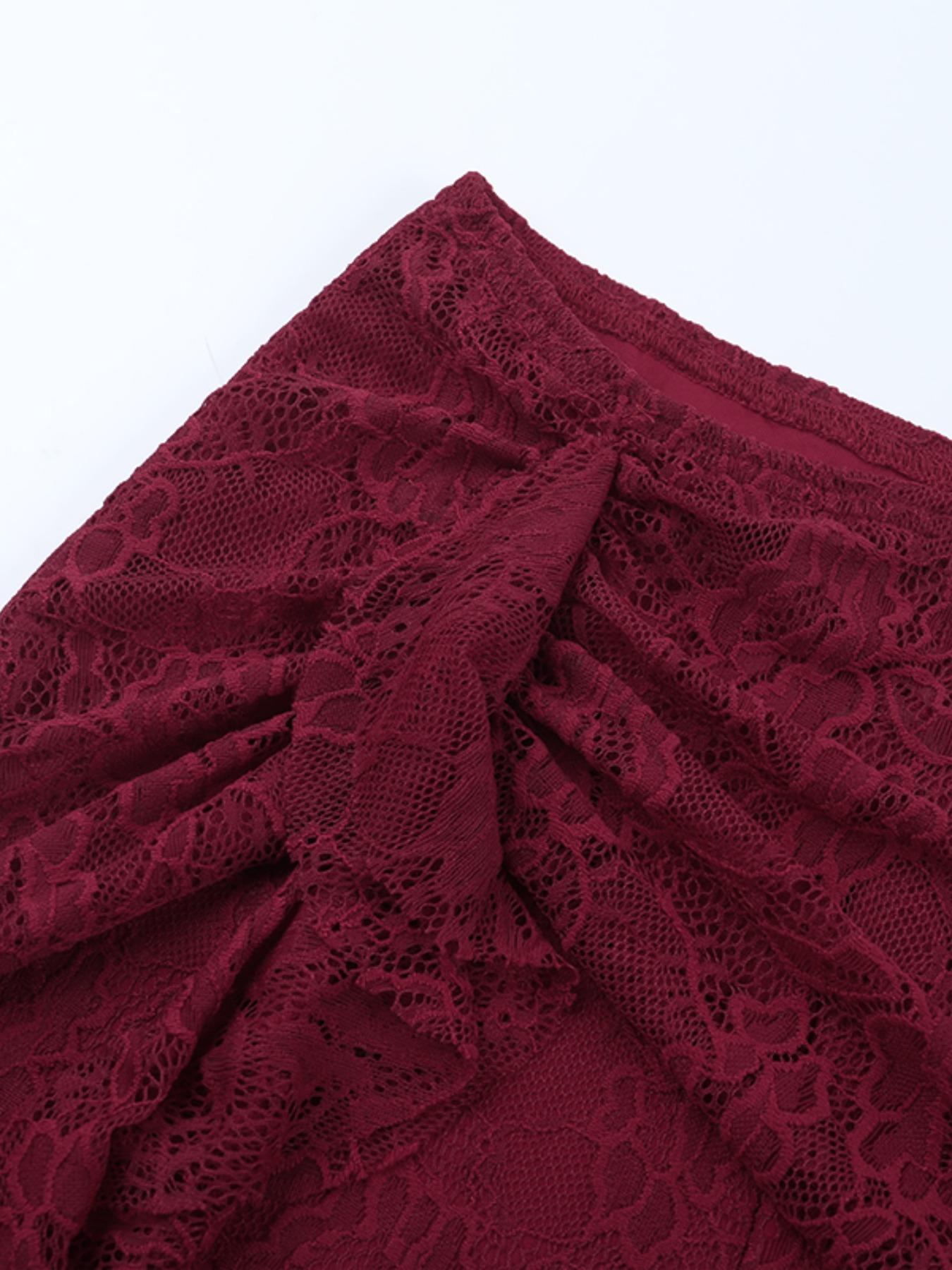 Lace Bow Tie Long Pants, Elegant Chic Women's High Waist Skirt Suit, Office & Party Wear, Comfortable Fit, Stylish Design