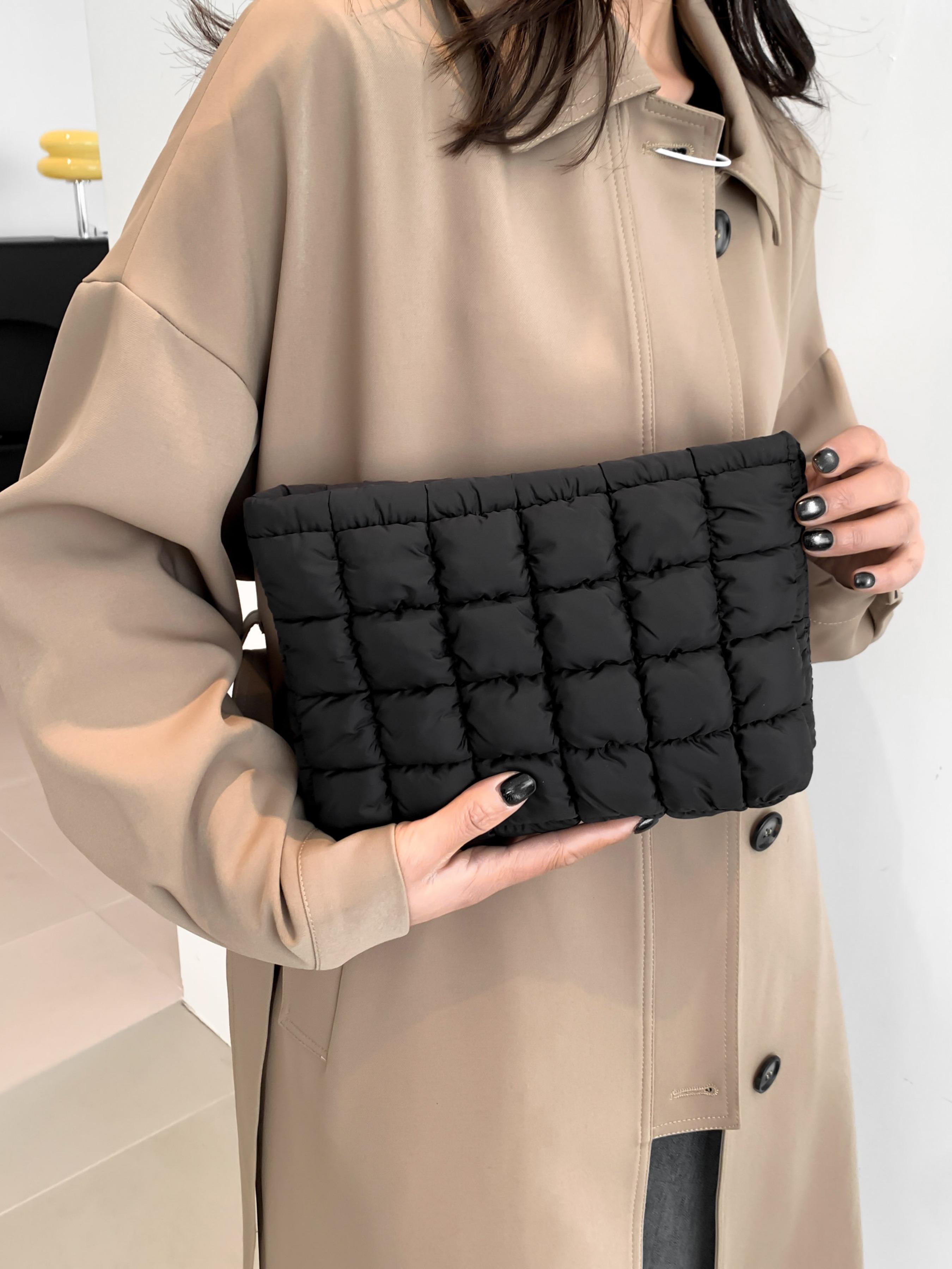 Autumn Winter New Solid Color Quilted Handbag, Large Capacity Travel Storage Bag, Zipper Design, Women's Portable Travel Organizer, Holiday Gift, Durable Pouch