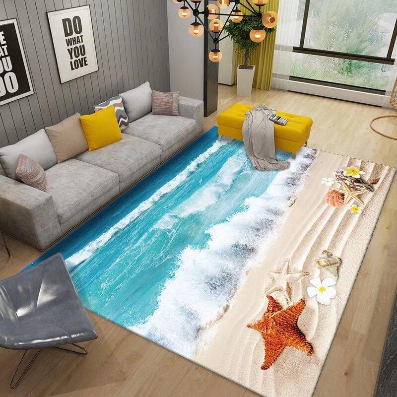 2D Ocean Wave Beach Flannel Area Rug - Realistic Sea Foam Sandy Shore Print Soft Mat for Living Room & Bedroom, Non-Slip Coastal Home Decor #OceanWaveRug #BeachSeafoamMat #CoastalHomeDecor #2DSeaCarpet #NonSlipFlannelRug