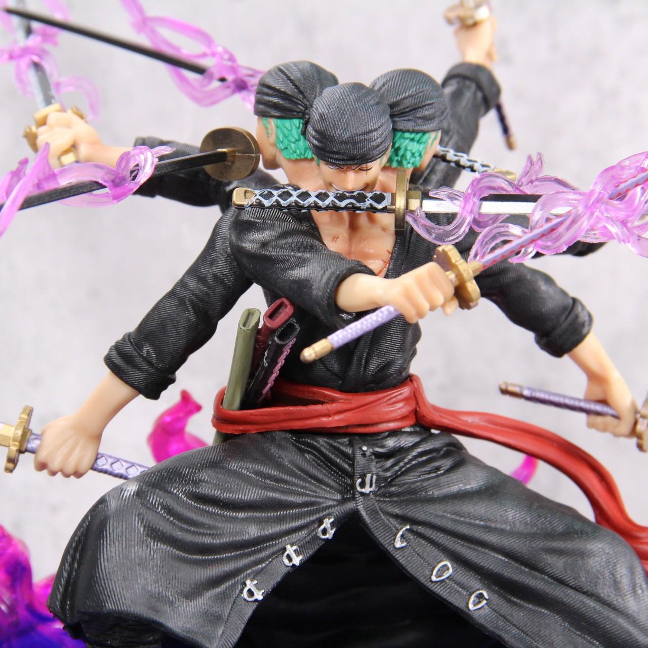 One Piece Zoro Nine-Blade Sword Figure Figurine Statue, Three-Head Six-Arm Asura Collectible Display, Perfect Gift for Boys, Anime Fan Favorite