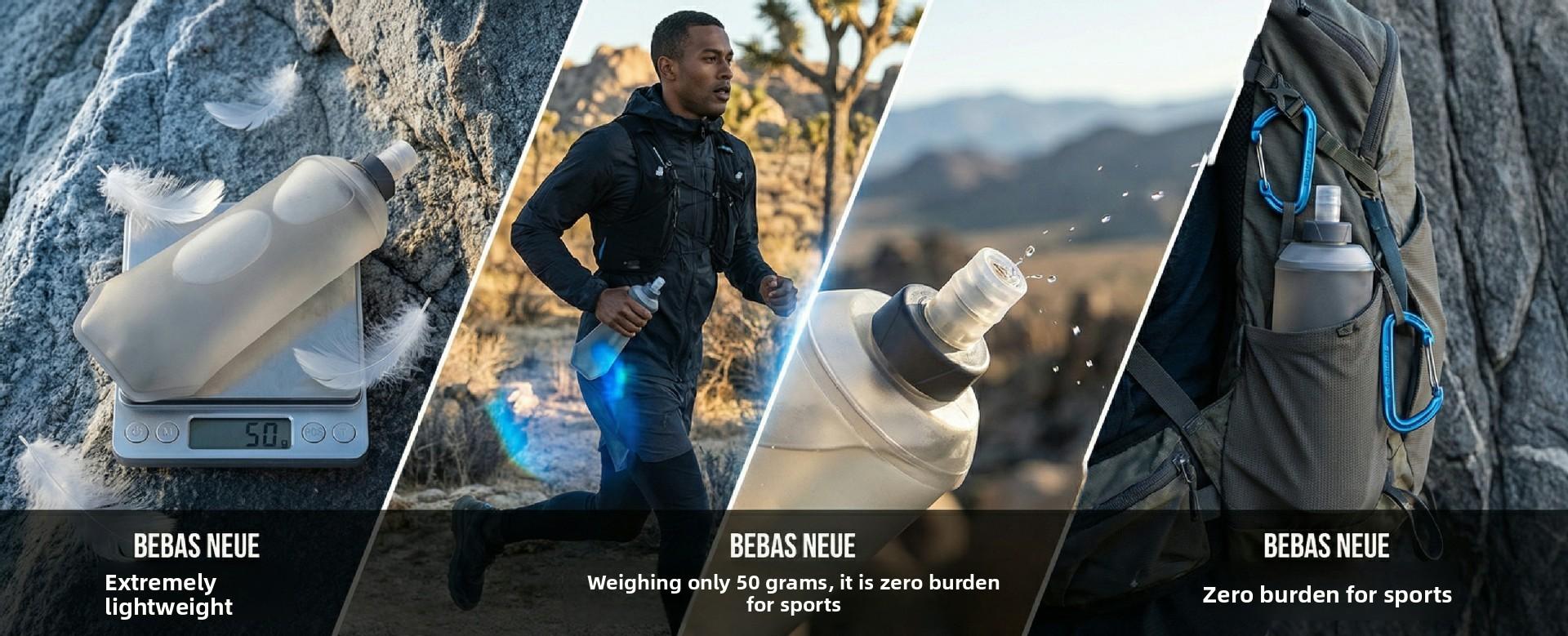 Eco-friendly, non-toxic, foldable soft water bottle for outdoor cycling and running, silicone rotating TPU squeeze-type portable sports water bottle