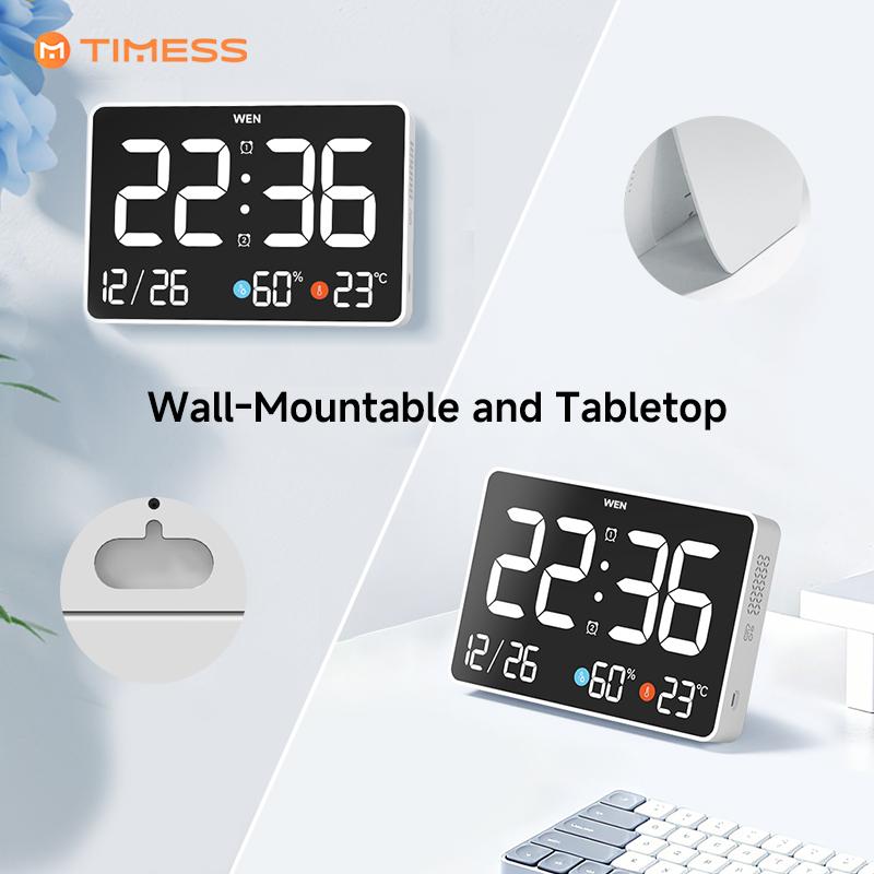 TIMESS New Multifunctional LED Alarm Clock, 11-Inch Large Digital Screen with Big Numbers, Temperature & Humidity Display, Date Reminder, Timer Function, 3-Level Backlight, USB Powered, For Bedroom, Living Room, Office, Mother's Day Gift summervibes