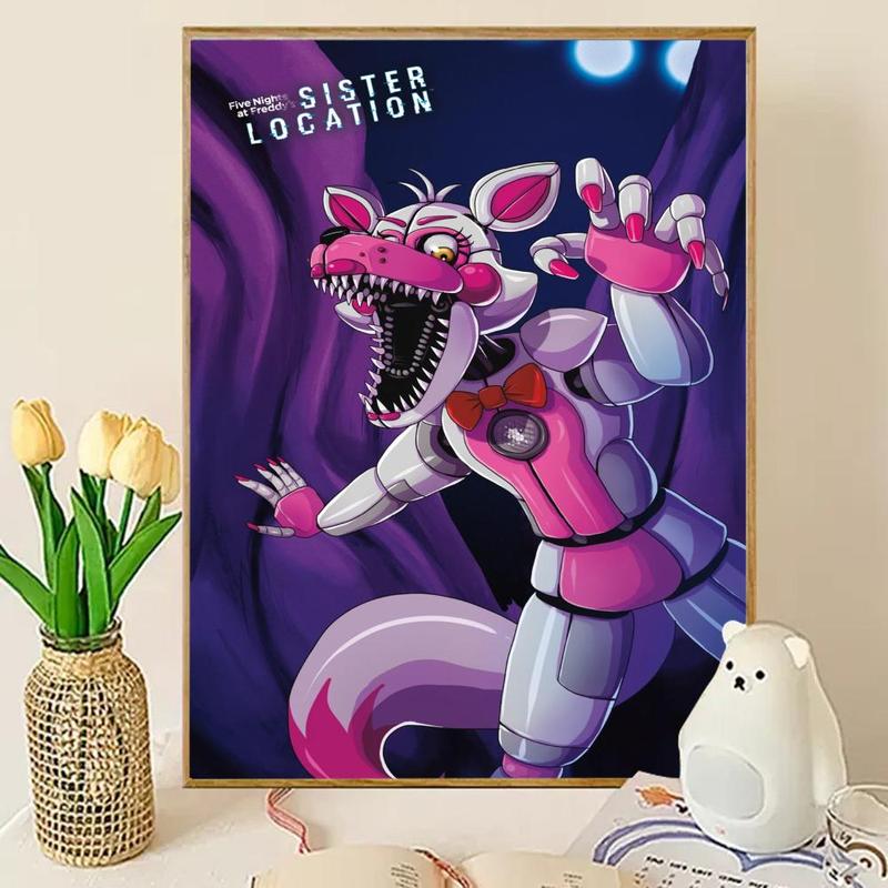 Five N-nights at Freddy's Poster Sticky Wall Art Printing Waterproof Modern Aesthetic Home Living Bedroom Decor Trendy Room Decoration Gift Durable High Quality