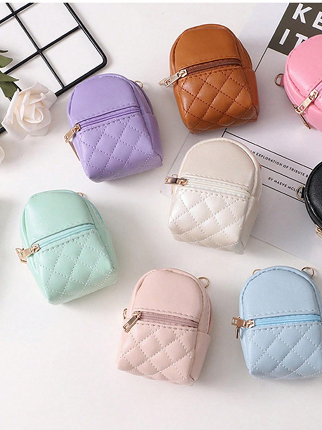 Mini Wallet Keychain, Portable Earphone Bag, Creative Multifunctional Accessory, Candy Color Zipper Coin Purse, Small PU Makeup Bag, Wallet And Charm