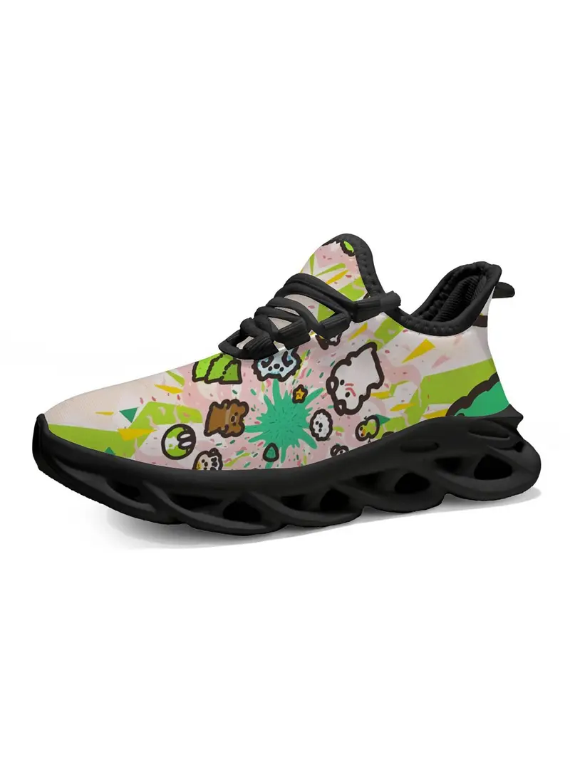 Cartoon Pattern Girls' Casual Training Shoes, Vibrant Art Style, Unique Print, Breathable Design, Comfortable and Lightweight, Casual Athletic Trainers, Perfect for School and Play