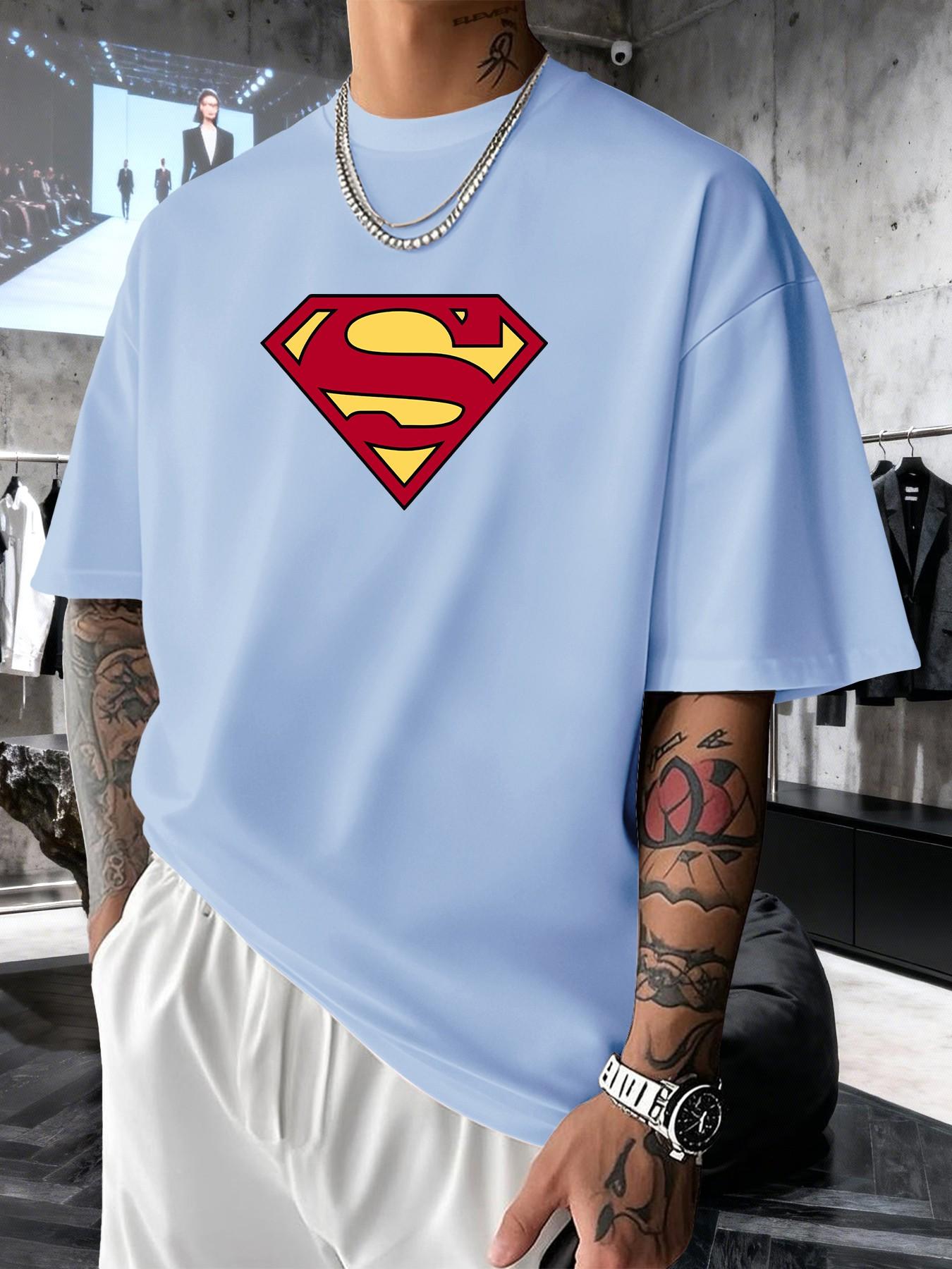 Superman S Classic Logo Men's Fashion Short Sleeve Round Neck Casual Summer T-Shirt, Perfect for Daily Wear