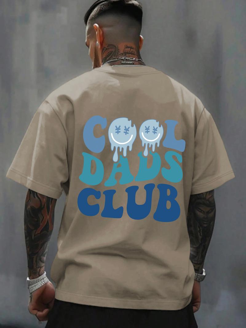 Men's Regular Fit Cool Dads Club Figure Print Round Neck Tee, Casual Short Sleeve Crew Neck T-shirt for Daily Wear, Fashion Men's Top for All Seasons, Tropical, Casual Style Tee