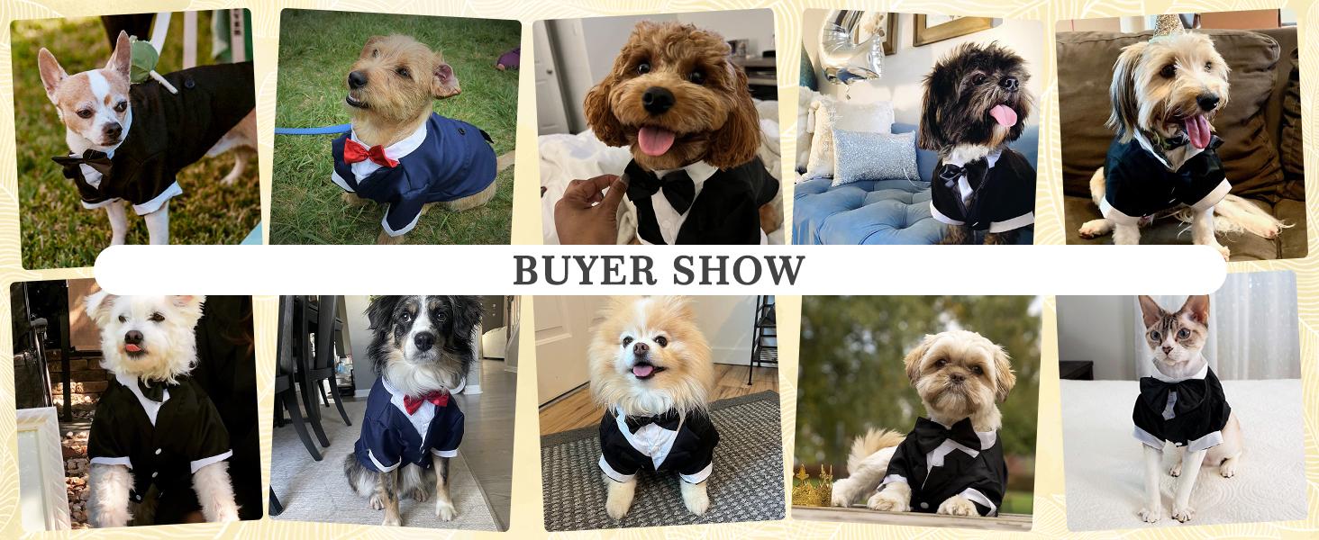 Kuoser Dog Tuxedo, Dog Wedding Suit with Bow Tie Formal Dog Tux Pet Wedding Party Birthday Costume, Dog Valentines Christmas Halloween Graduation Outfit Cosplay