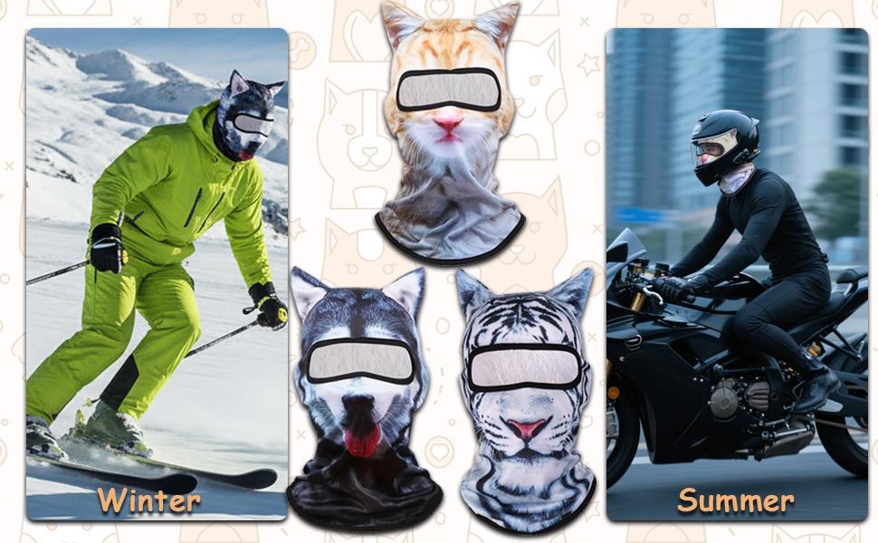 3Pcs 3D Cat Balaclava Ski Mask, Funny Shiesty Face Cover with Ears, Windproof Breathable Winter Mask for Skiing Snowboard, Music Festival Rave, Halloween Costume (Yellow)
