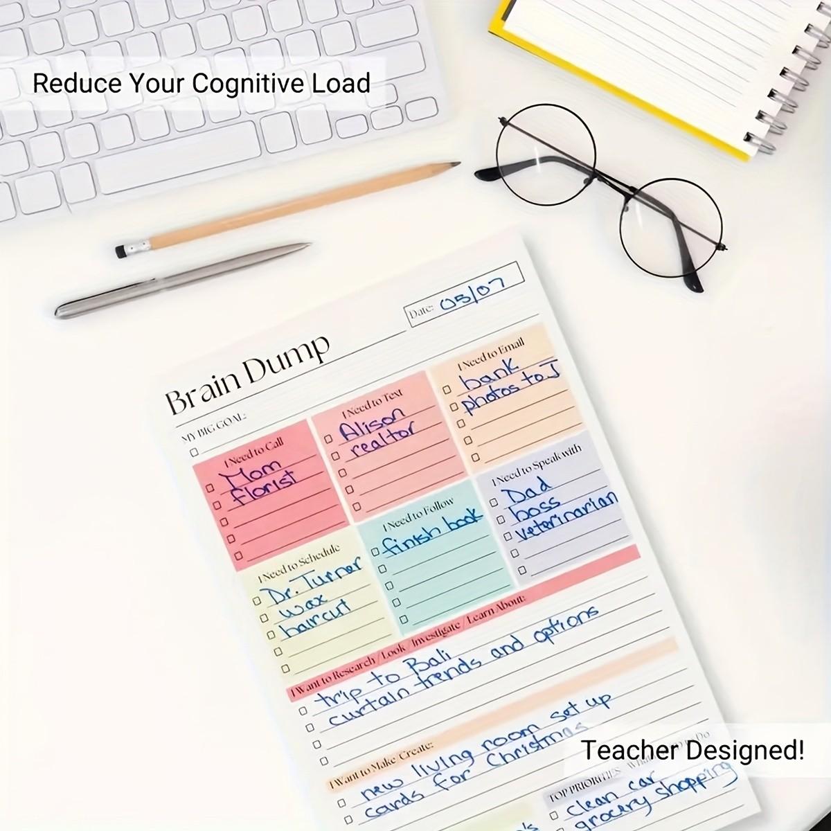 Brain Dump And To-Do Notebook, 50-Page Focus Planner, A5 Size Daily Task Manager, Suitable for Self-Planners, Project Managers, Productivity Planner, Weekly Planner, Minimalist Notebook, Premium End, High-Quality Paper, Planning Tool