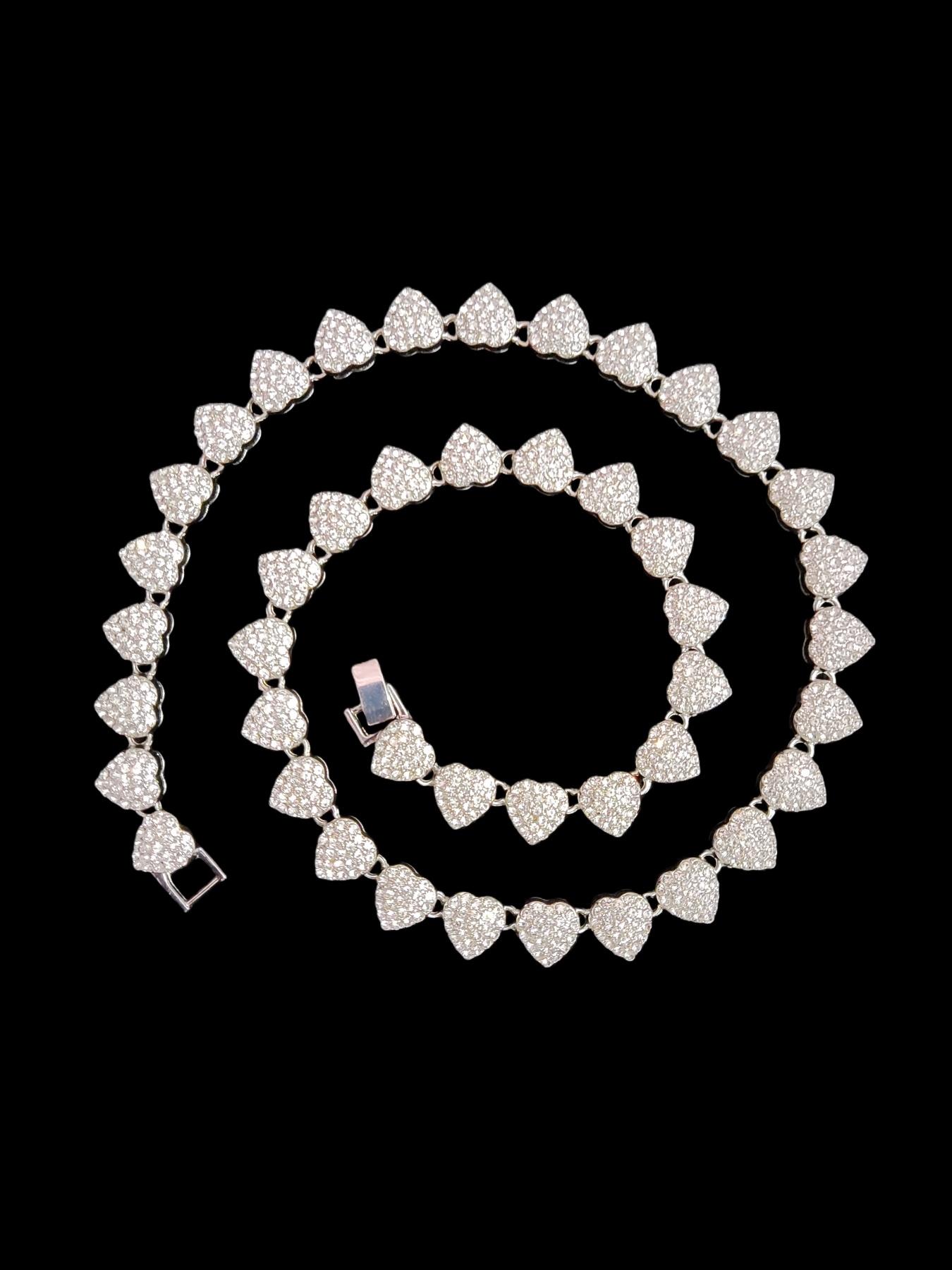 Men Women Hip Hop Heart and Round Chain Necklace, Heart Style Choker, Full Rhinestone Chain Jewelry, Fashion Elegant Accessory for Daily Wear or Party  Valentines Gift 2 Styles For Choose, High End Necklace