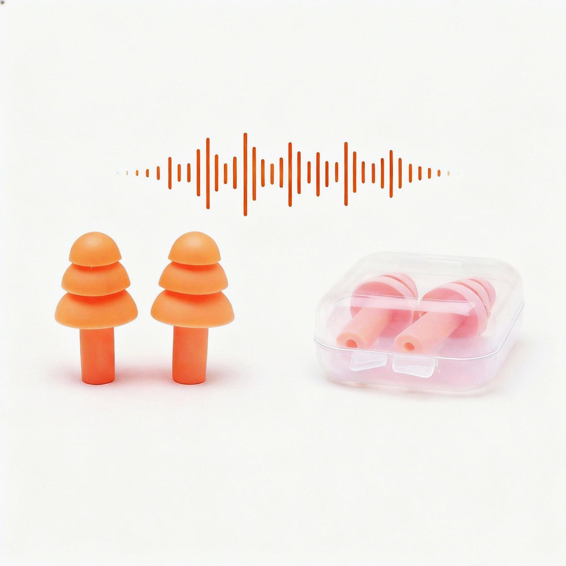 4 Pairs Noise-Reducing Earplugs, Waterproof Silicone Earplugs for Swimming, Soundproof Earplugs for Sleep, Study, Work