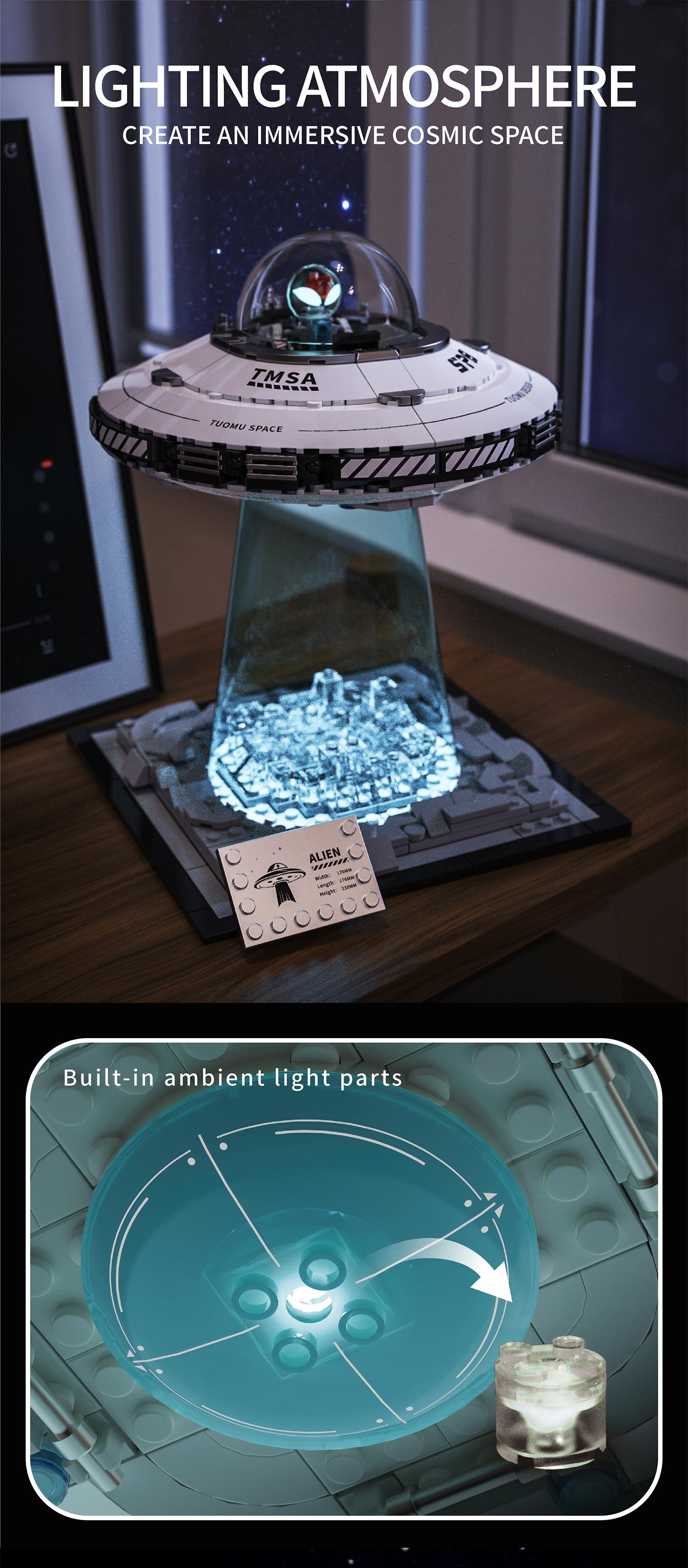 Creative Space Ufo Galaxy Spaceship Building Kit, Stem Educational Assembly Toy, Home & Office Decor, Perfect Gift for Kids & Sci-Fi Lovers