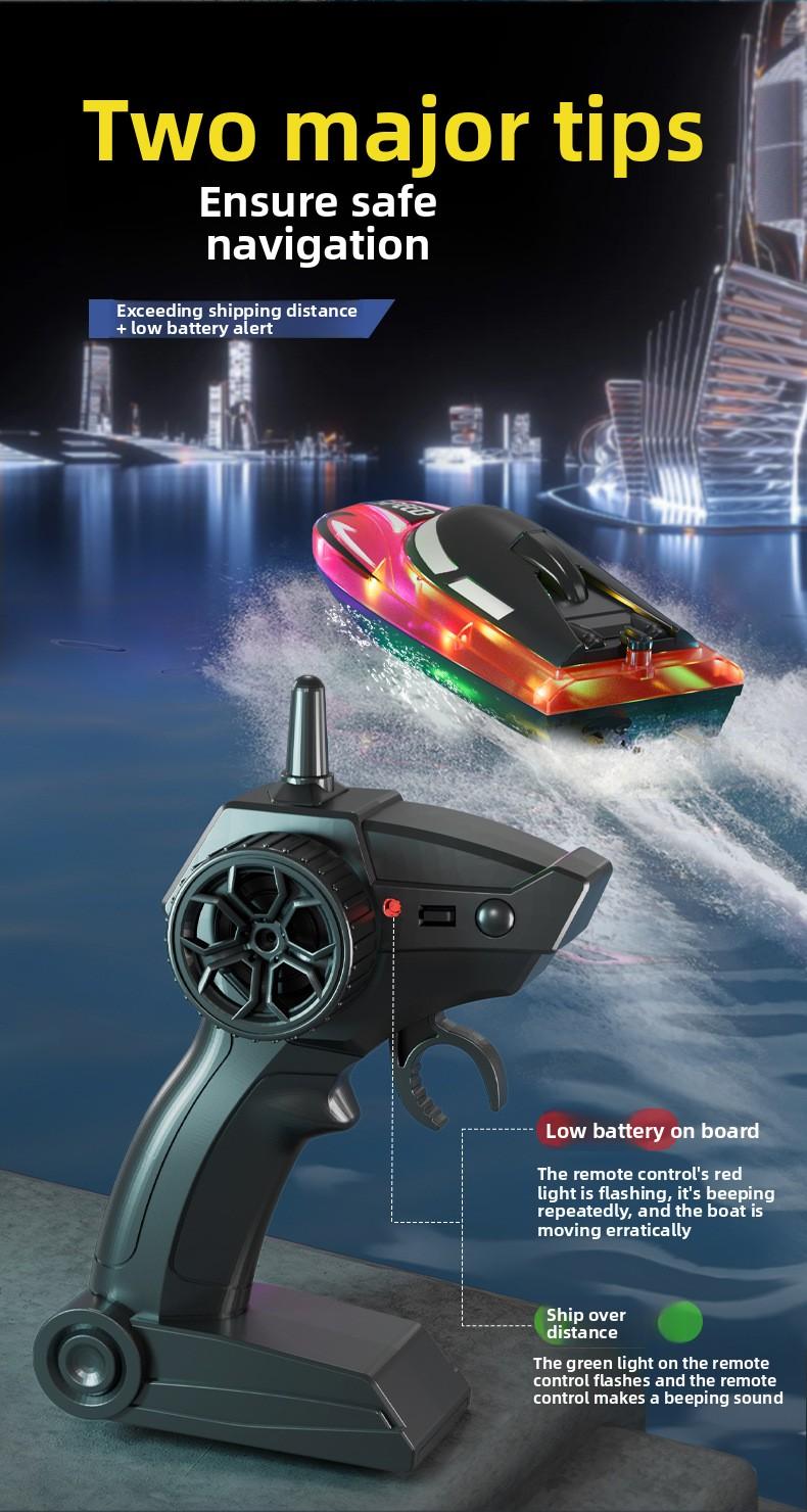 Fast RC Boat for Boys – Dual Motor High Speed Remote Control Toy with Glow Light & Waterproof Hull, 2.4GHz Racing Boat for Pool Lake, Best Birthday Gift for Kids Teenagers