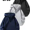 Men's Solid Plain Zip-Up Knit Hoodie, Casual Sporty Hoodies, Casual Loose Long Sleeve Hooded Sweatshirt for Daily Wear, Men's Clothes for All Seasons, Casual Cozy Sweatshirt, Casual Hooded Sweatshirts, Menswear