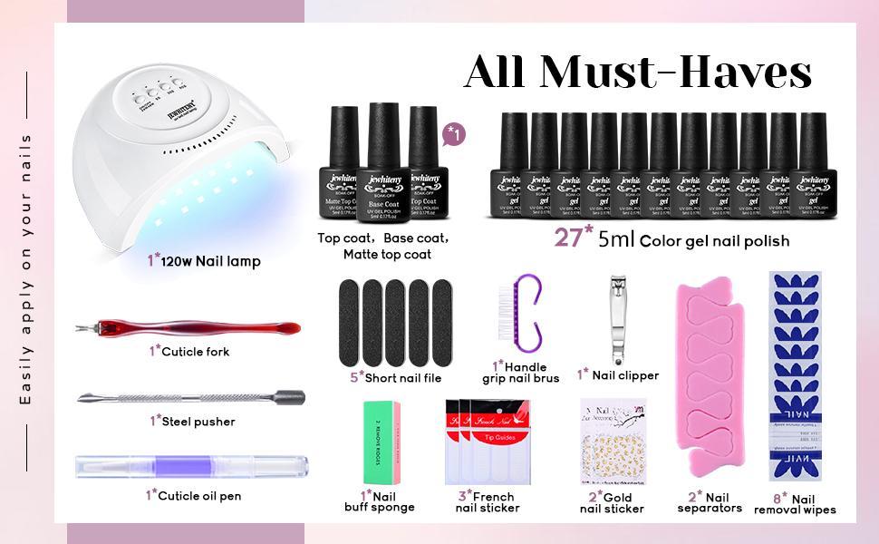 JEWHITENY 27 Colors Gel Nail Polish Kit with U V Light, 120W U V LED Nail Dryer Lamp Curing Gel Nail Polish Set Popular Gel Nail Polish Set DIY at Home, Nail Manicure Tools Matte Gift JEWHITENY 27 Colors Gel Nail Polish Kit with U V Light, 120W U V LED Nail Dryer Lamp Curing Gel Nail Polish Set Popular Gel Nail Polish Set DIY at Home, Nail Manicure Tools Matte Gift