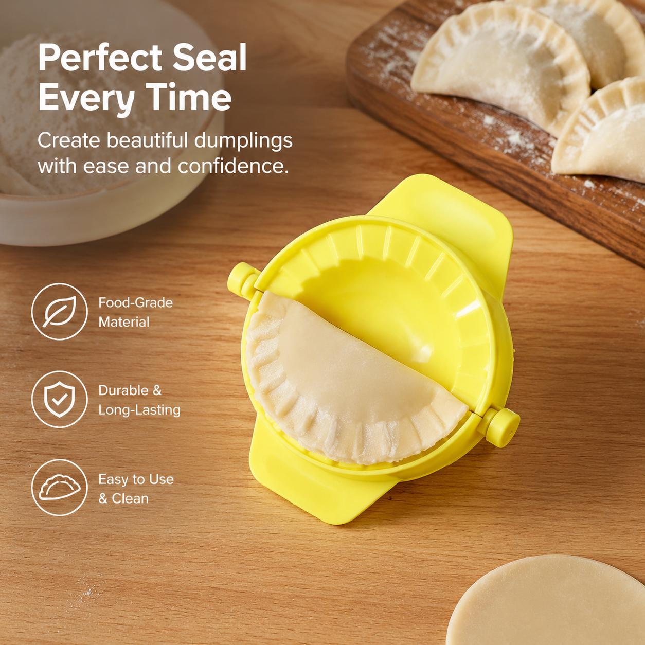 Handheld Manual Dumpling Maker Tool for Homemade Wonton, Jiaozi, Gyoza, and Egg Dumplings – Food-Grade Stainless Steel with Non-Stick Coating, Compact Design for Easy Storage and Cleaning