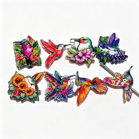Tara--P18--Mix Styles Cartoon Embossed Printed Flat Beads 2pcs/bag