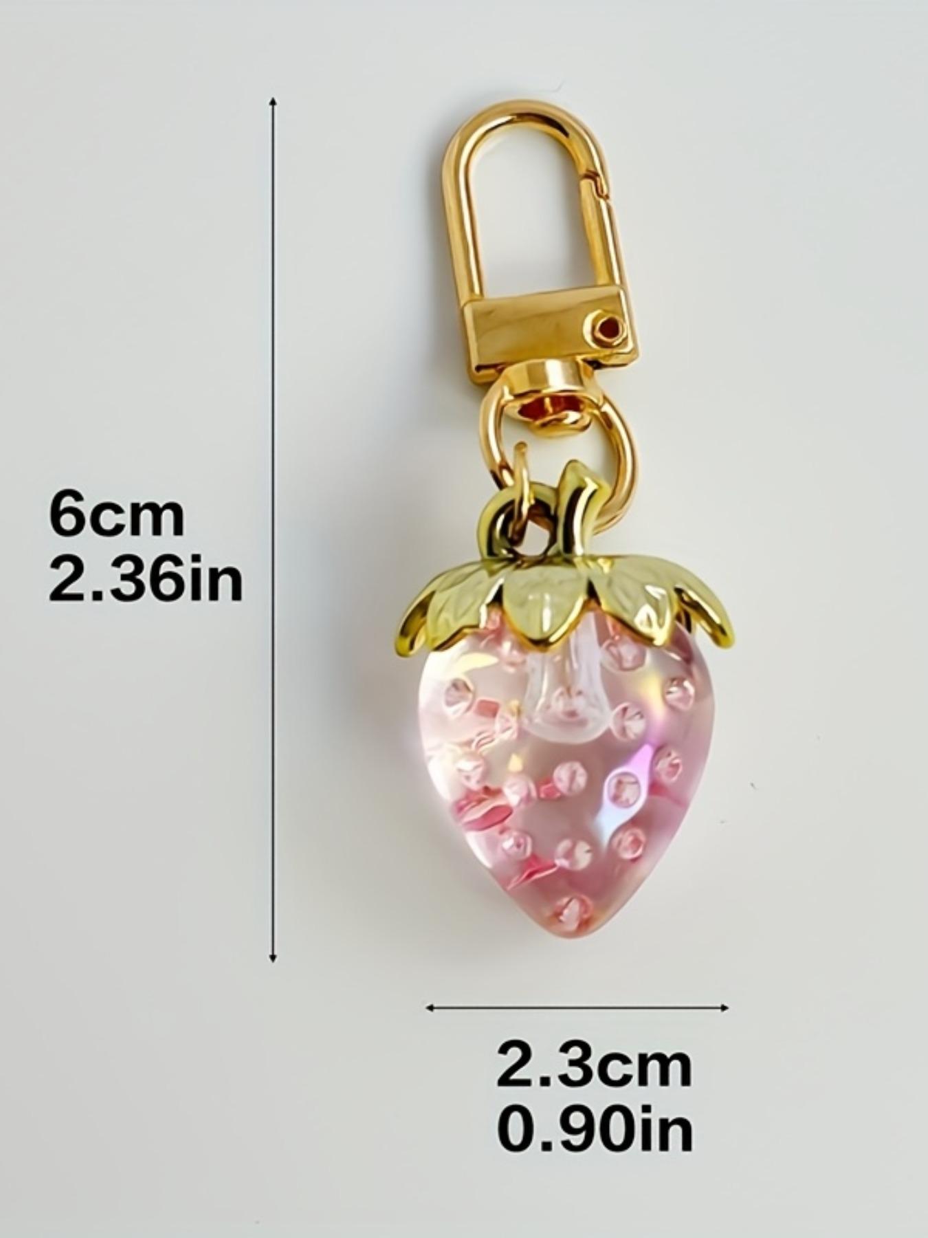 Two piece simulation Resin Fruit Keychain, Cute Pink Red Strawberry Cherry Keychain Bag Charm Purse Handbag Backpack Pendant Accessories, Strawberry Cherry Pendant Charms Wallet Decoration Keychain, perfect gift for Christmas Valentine'S Day