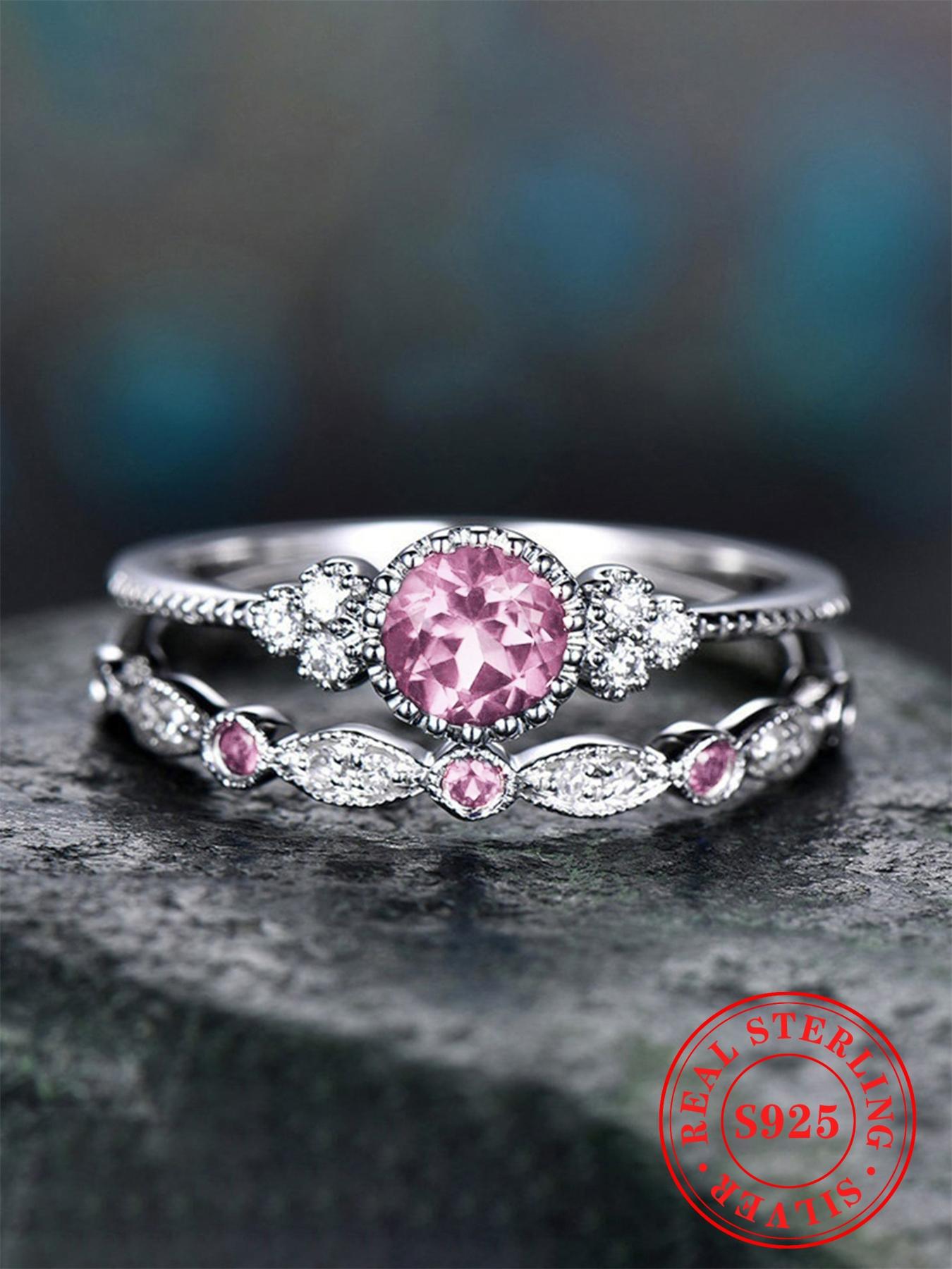 S925 Sterling Silver Luxurious Artificial Gemstone Decorated Rings, Engagement Rings, Elegant Gorgeous Jewelry for Wedding, Party, Daily Clothing Decor for Women