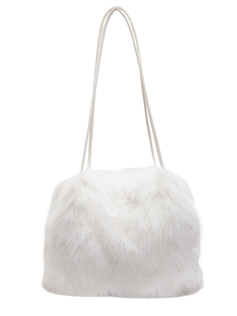 Plush Handbag, Trendy and Fashionable Tote Bag, Casual and Versatile Shoulder Bag, Simple Solid Color Commuter Bag, Suitable for Daily Matching, Commuting and Other Scenarios.