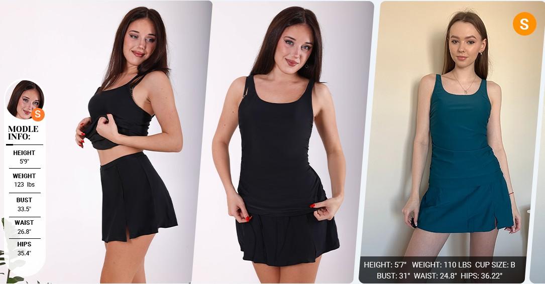 Daci Plus Size Tankini with Skirt - Women Two Piece Swimsuits Tummy Control Bathing Suits Scoop Neck Swimwear