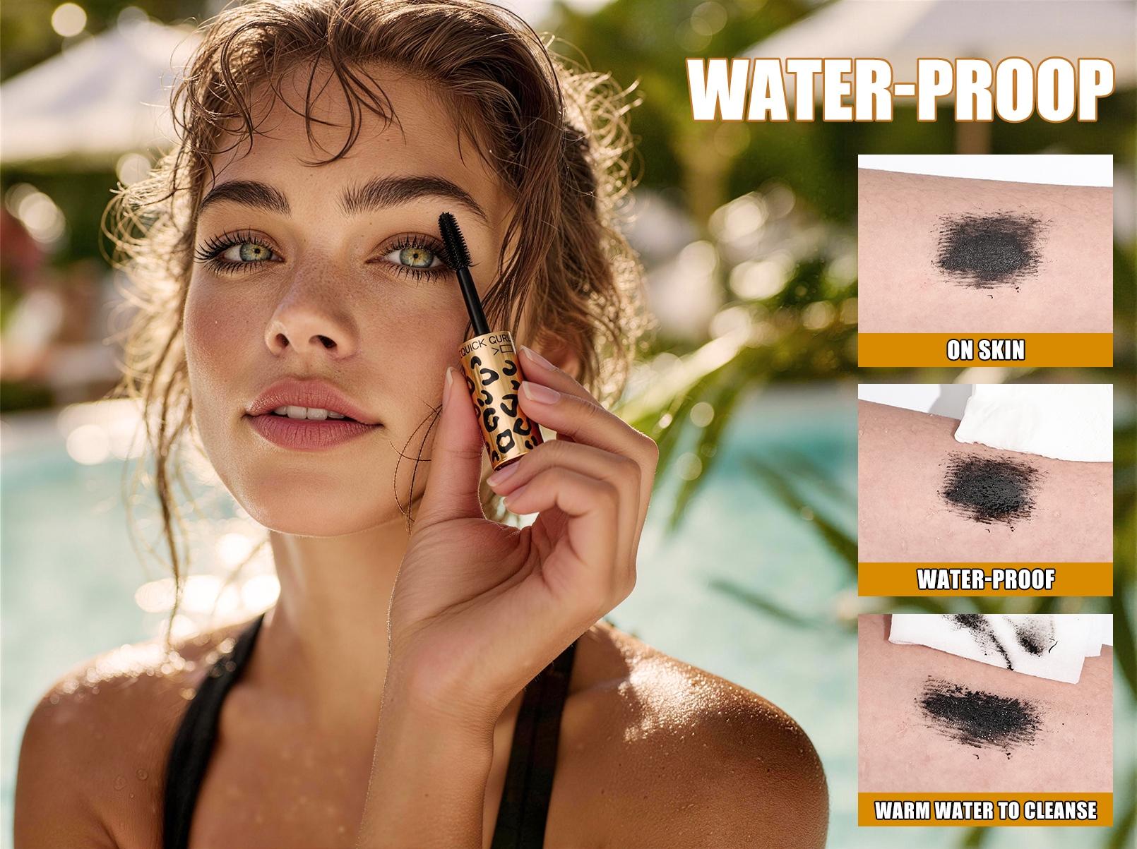 Leopard Print Waterproof Volume Mascara, Long-Lasting Natural Curling, Smudge-Proof, Professional Eye Makeup, Beach & Sweat Proof, Lash Enhancing Mascara for Women