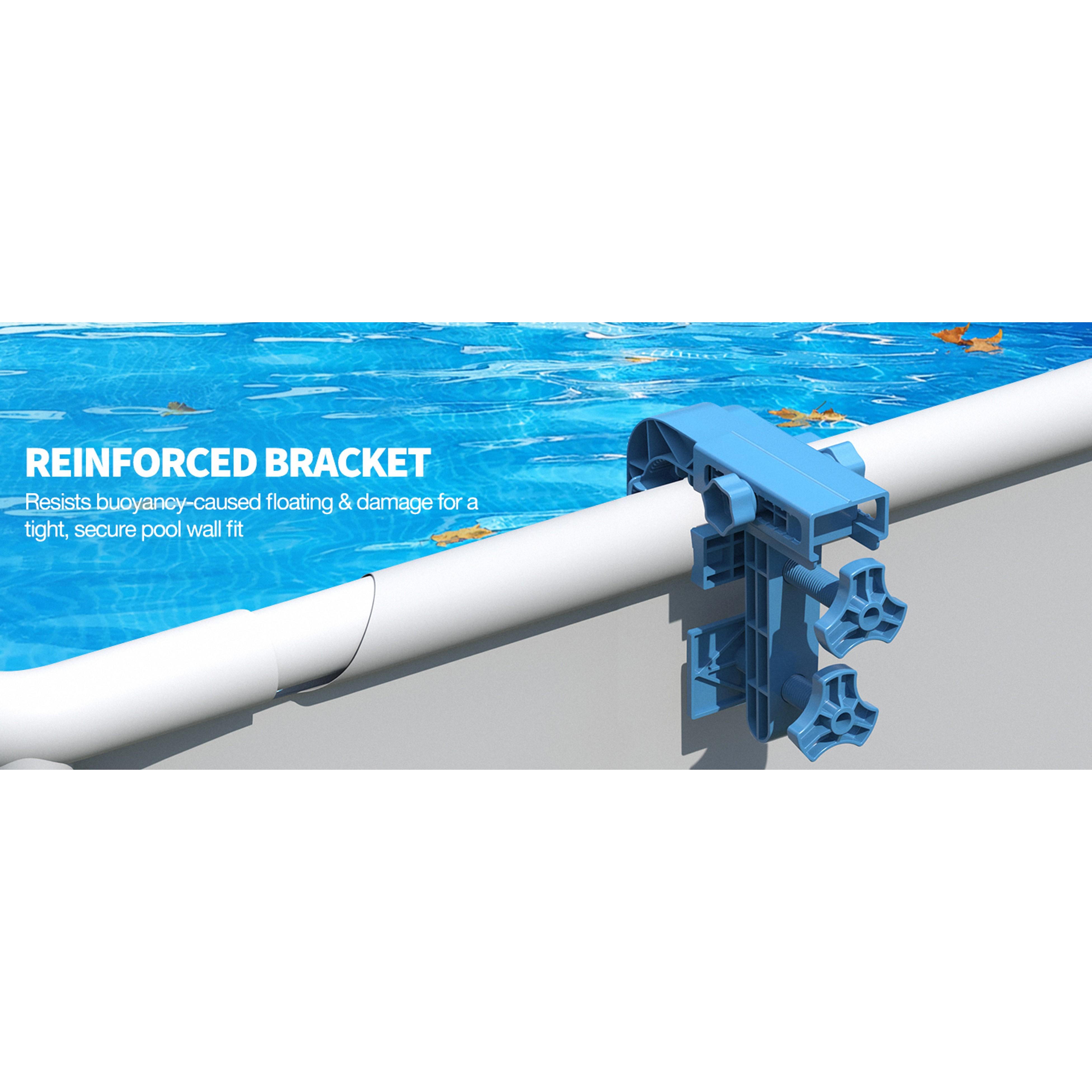 Upgrade Above Ground Pool Skimmer Comes with 3 Socks, Anti-tilt Wall Mount Surface Skimmer, Removable Skimmer Basket, Adjustable Height Bracket, Auto Skimming Pool Surface Leaves - Blue