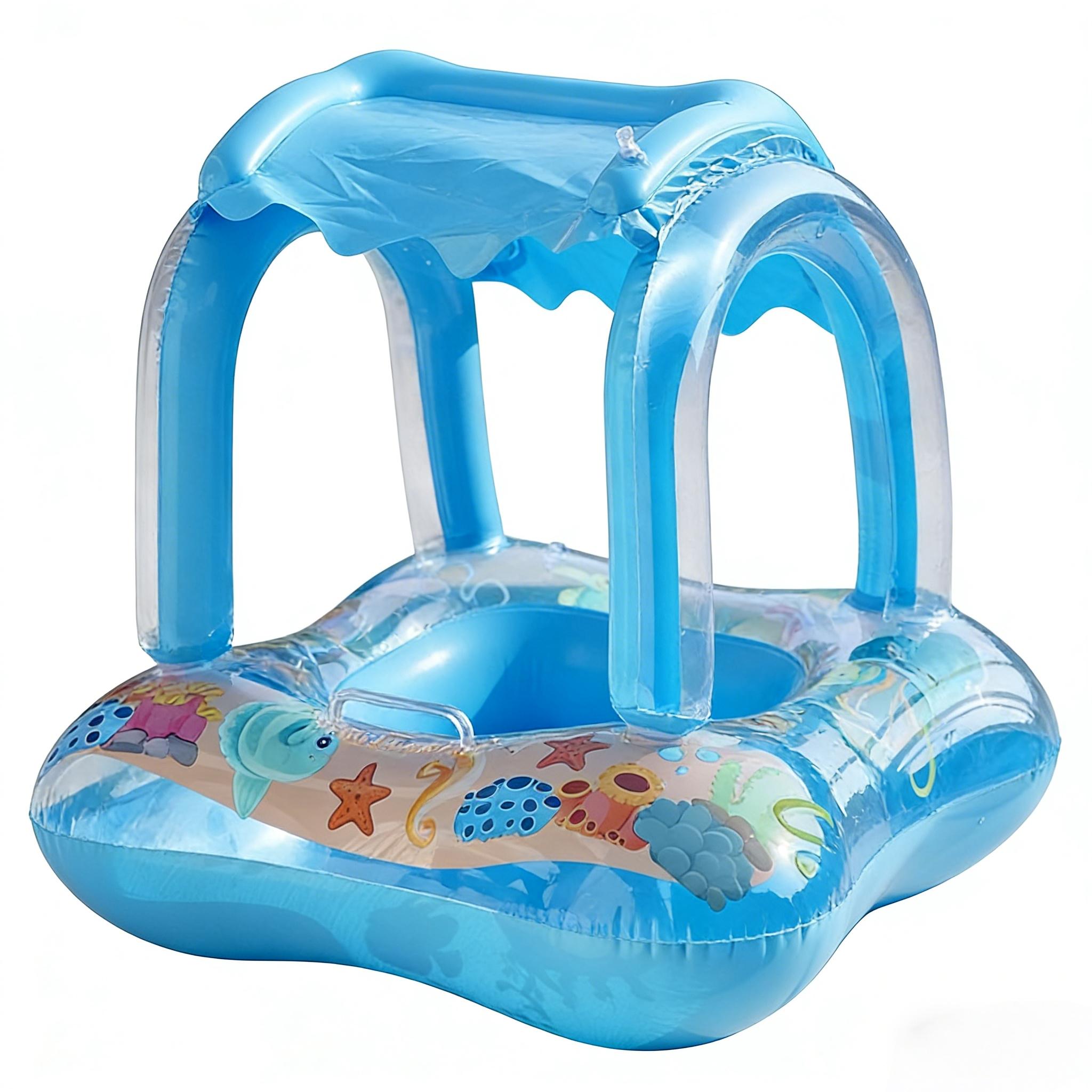 Blue Floating Tent Summer Essential, Swimming Ring, Inflatable Pool Float, Perfect for Beaches and Pools, Durable and Fun Water Accessory
