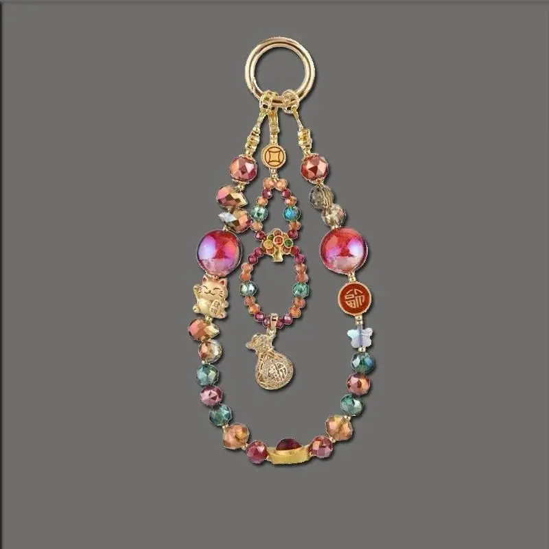 Mobile Phone Strap Unique Crystal Strap Pendant Acrylic Phone Lanyard High-Quality Handmade Bead Lanyard For Preventing Loss