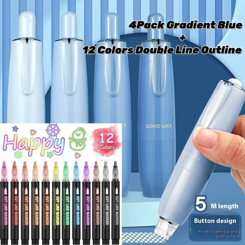 Double Sided Tape Roller, Retractable Glue Tape Roller, Adhesive Tape Dispenser Runner for Scrapbooking and Crafts, Arts Projects,Gift Wrapping, Photo-Safe